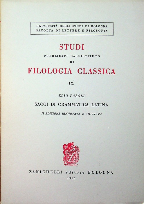 Saggi di grammatica latina.