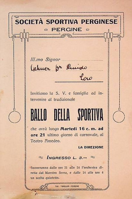 SocietÃ sportiva Perginese: Pergine: Ballo della sportiva.