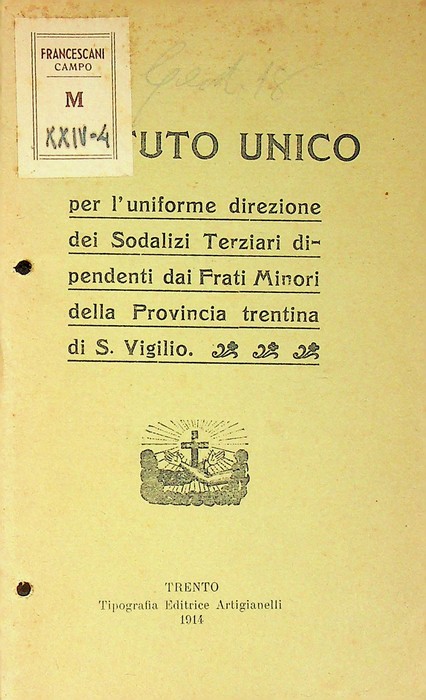 Statuto unico per l'uniforme direzione dei Sodalizi Terziari dipendenti dai …