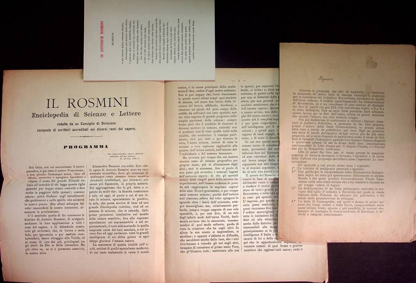 Tre pubblicazioni minori su Antonio Rosmini: Il Rosmini: enciclopedia di …