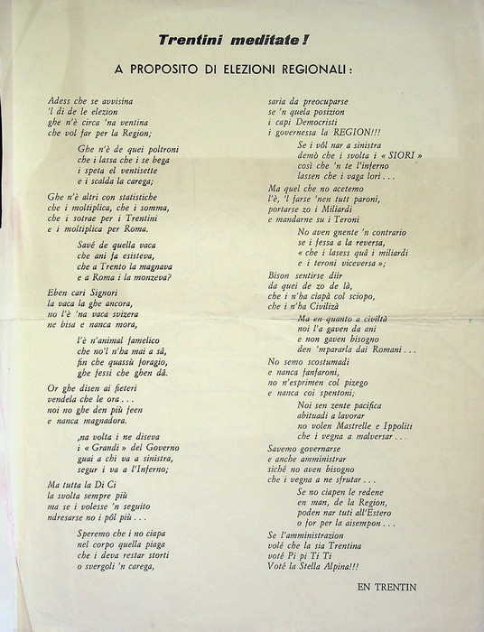 Trentini meditate! A proposito di elezioni regionali.