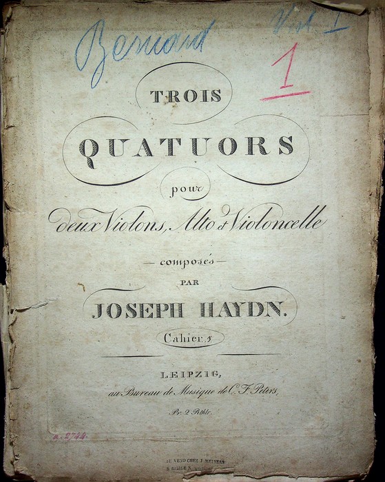 Trois quatuors pour deux violons, alto et violoncelle. Cahier 3, …