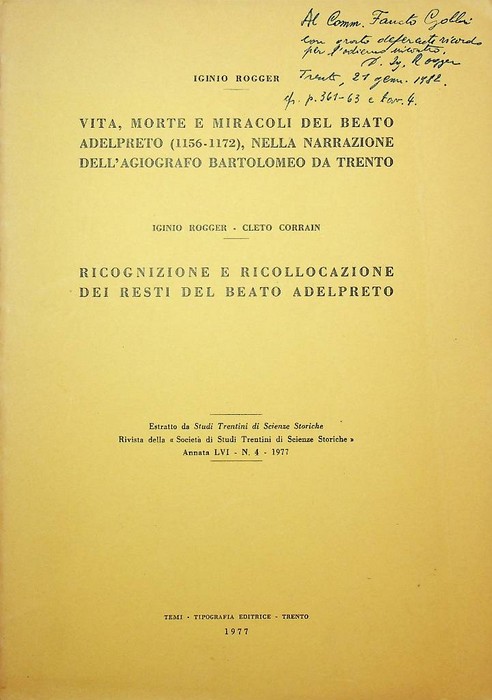 Vita, morte e miracoli del beato Adelpreto (1156-1172), nella narrazione …