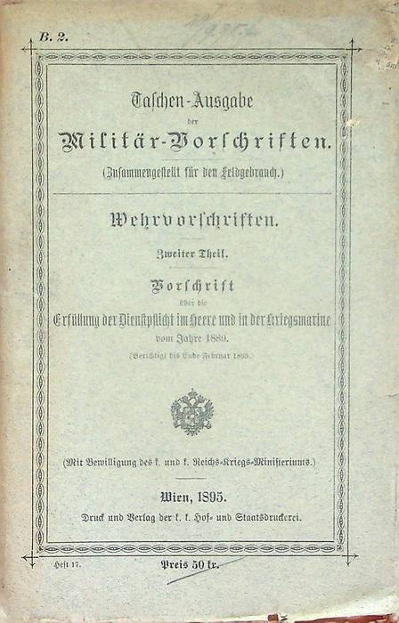 Vorschrift Ã¼ber d. ErfÃ¼llung d. Dienstpflicht im Heere u. in …
