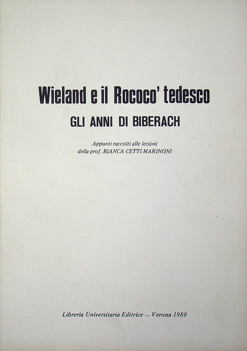 Wieland e il RococÃ² tedesco: appunti delle lezioni.