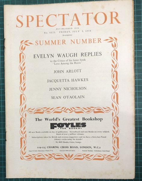 'Reply to the Critics' [in] Spectator No. 6523. July 3 …