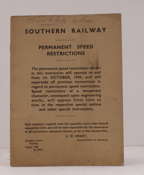 Permanent Speed Restrictions. August 1945.