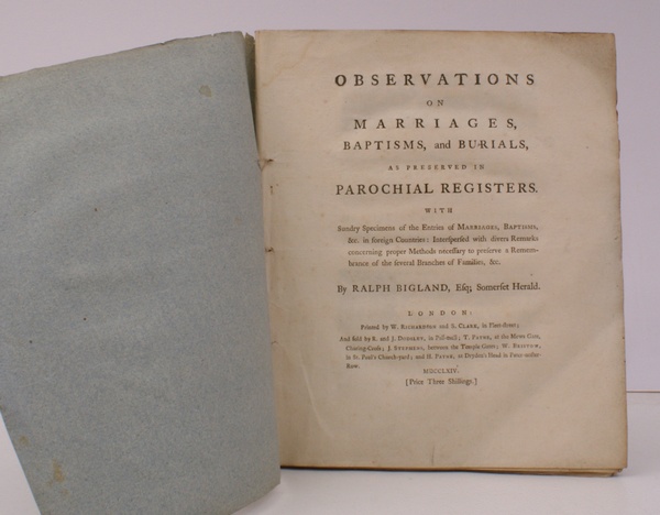 Observation on Marriages, Baptisms, and Burials as preserved in Parochial …