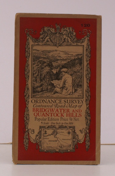 Ordnance Survey Contoured Road Map of Bridgwater and Quantock Hills. …