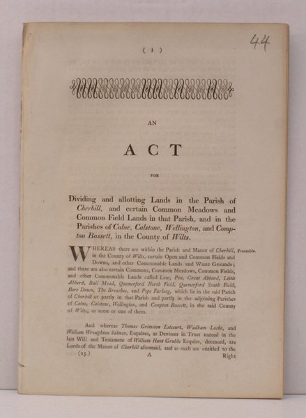 An Act for Dividing and allotting Lands in the Parish …
