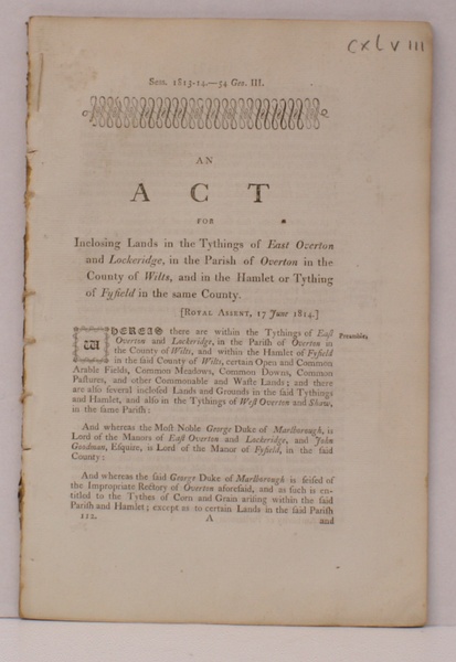 An Act for Inclosing Lands in the Tythings of East …