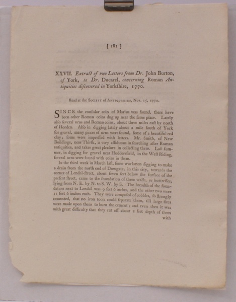 Extract of Two Letters from Dr. John Burton, of York, …