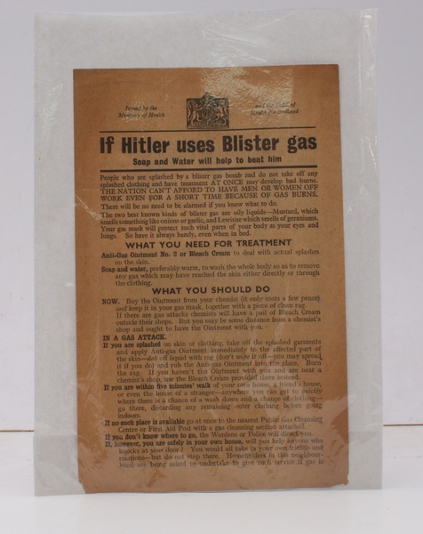 If Hitler uses Blister Gas. Soap and Water will help …