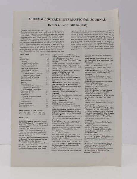 Vol. 28. INDEX. The First World War Aviation Historical Society …