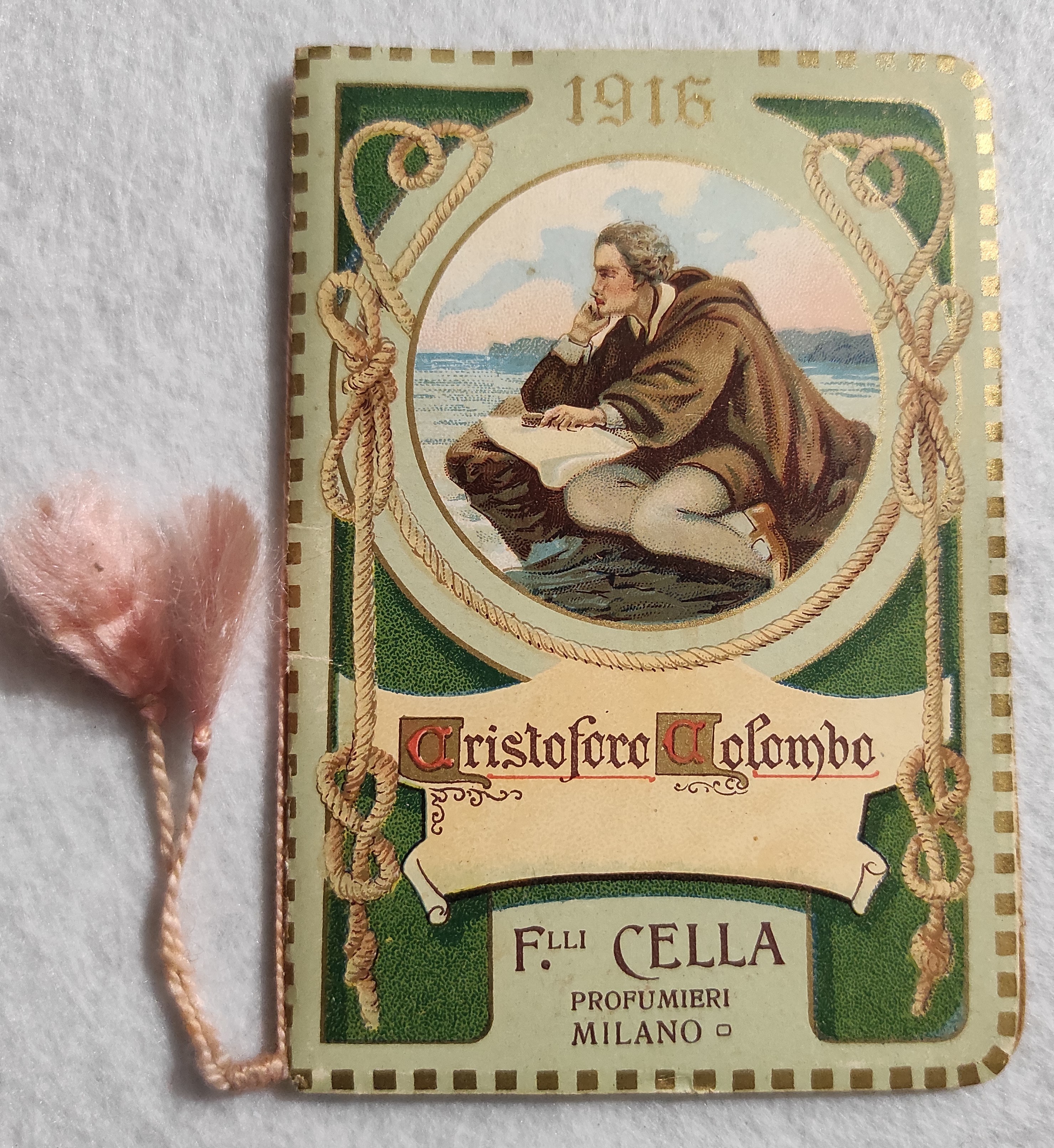 Calendario/Calendarietto Barbiere Cristoforo Colombo 1916 F.lli Cella