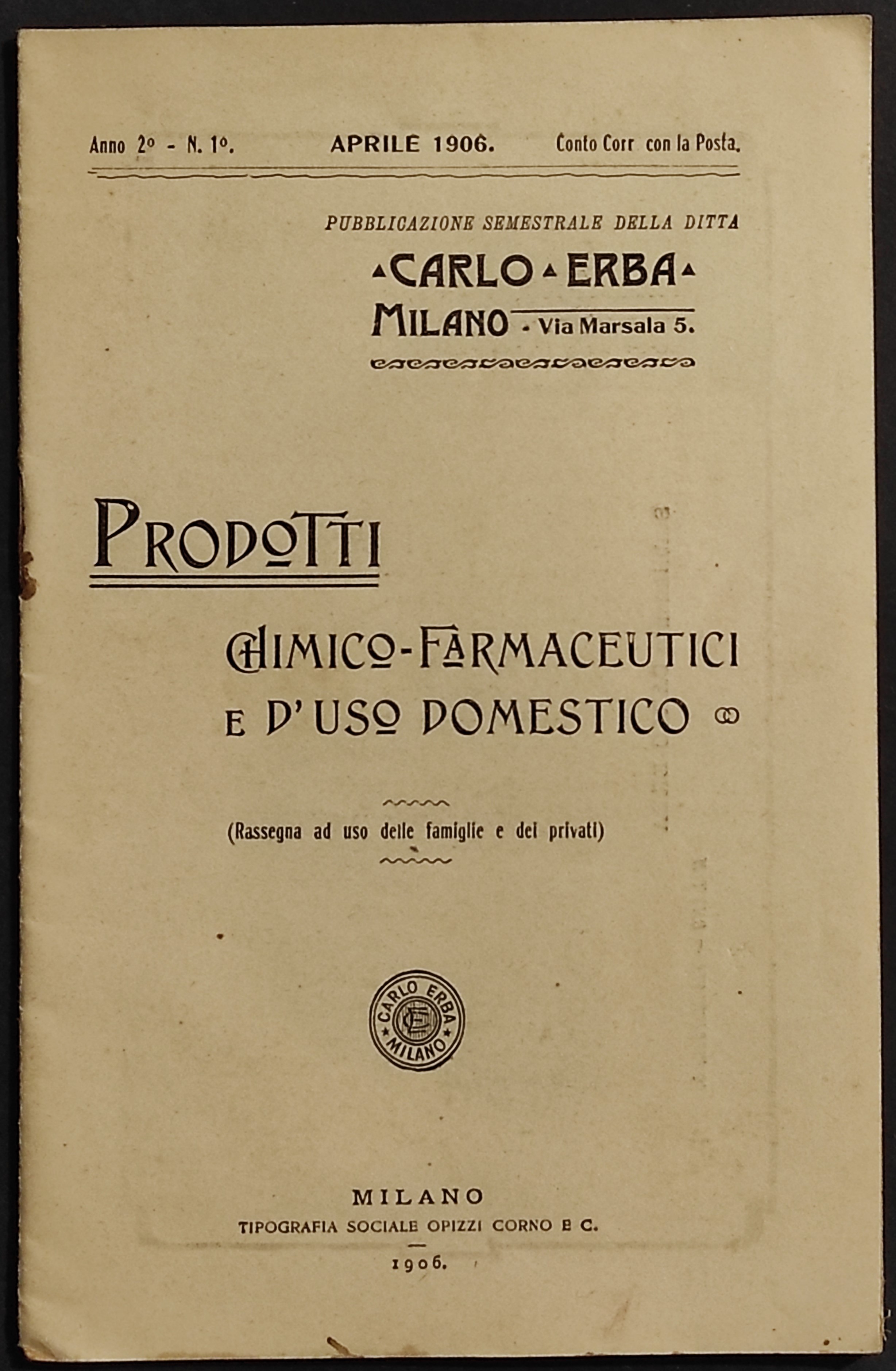 Carlo Erba - Prodotti Chimico-Farmaceutici e d'Uso Domestico - 1906