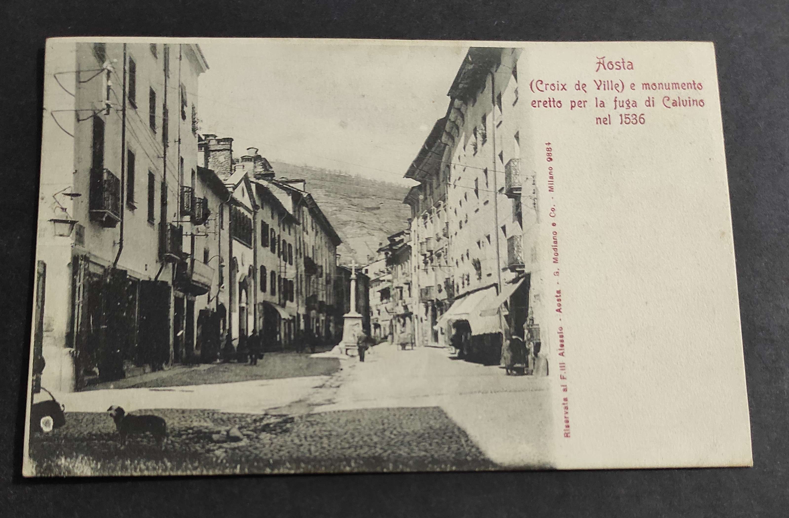 Cartolina Aosta - (Croix de Ville) e Monumento Fuga di …