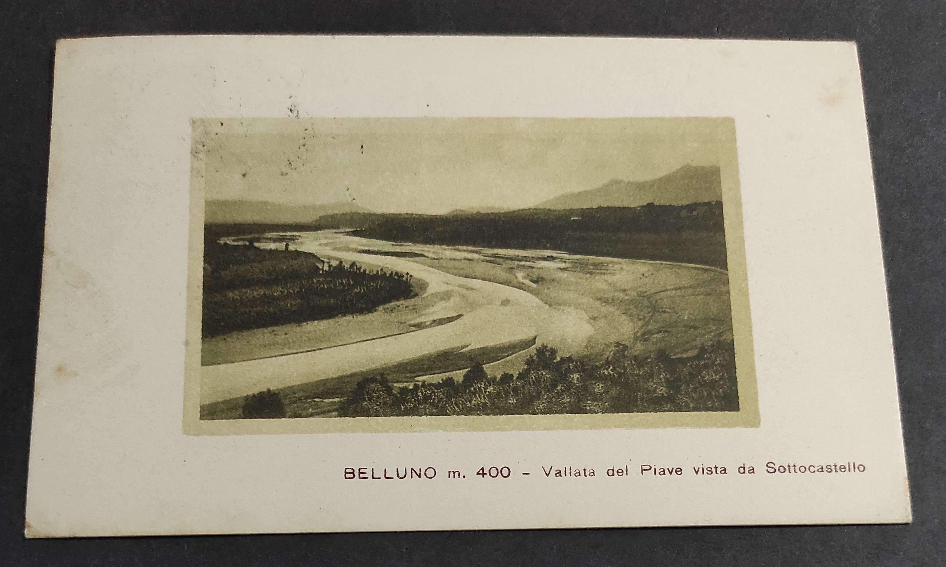 Cartolina Belluno - Vallata del Piave da Sottoscastello