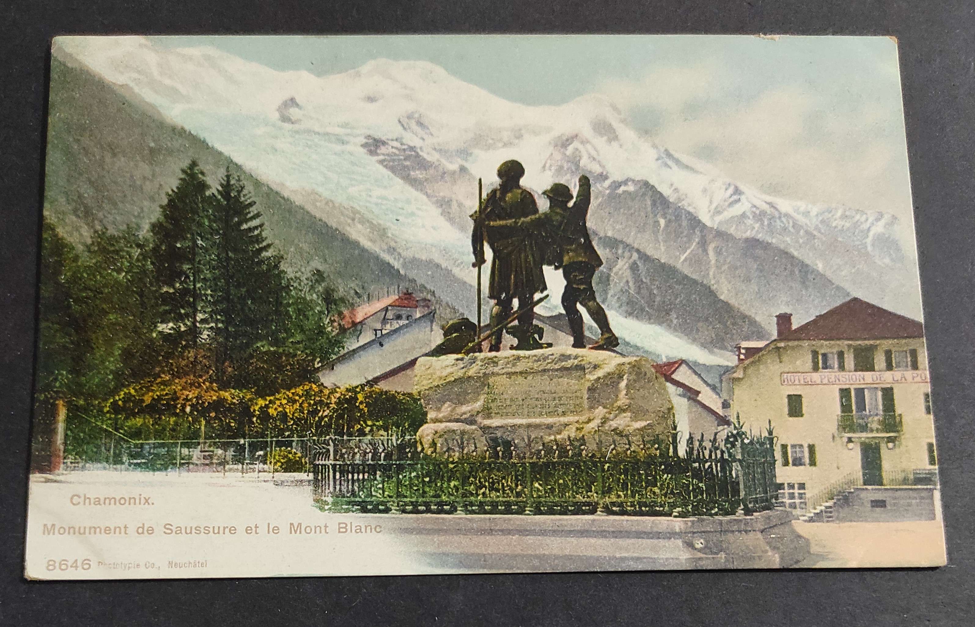 Cartolina Chamonix - Monument de Saussure et le Mont Blanc