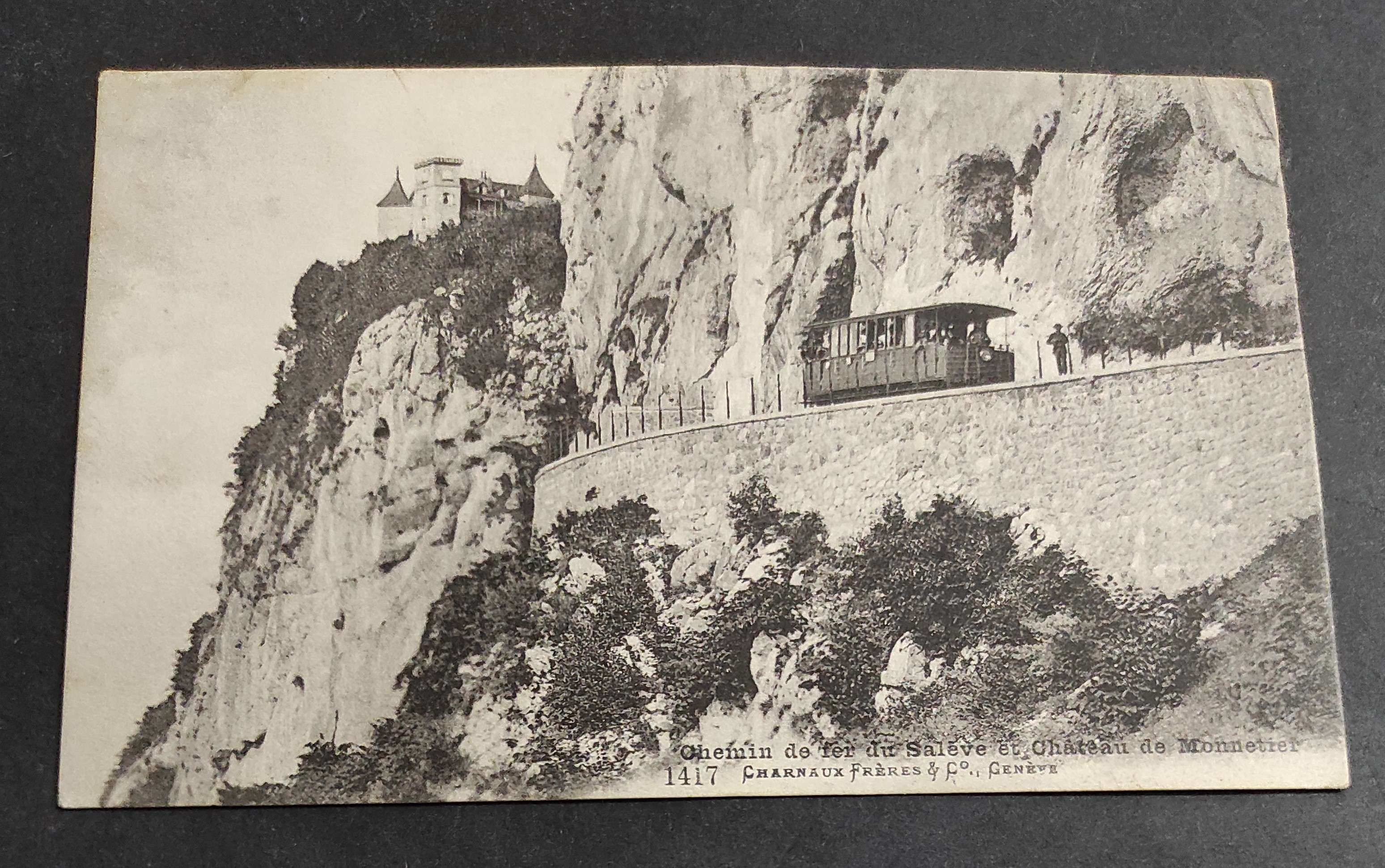 Cartolina Chemin de fer du Saleve et Chateau de Monnetier