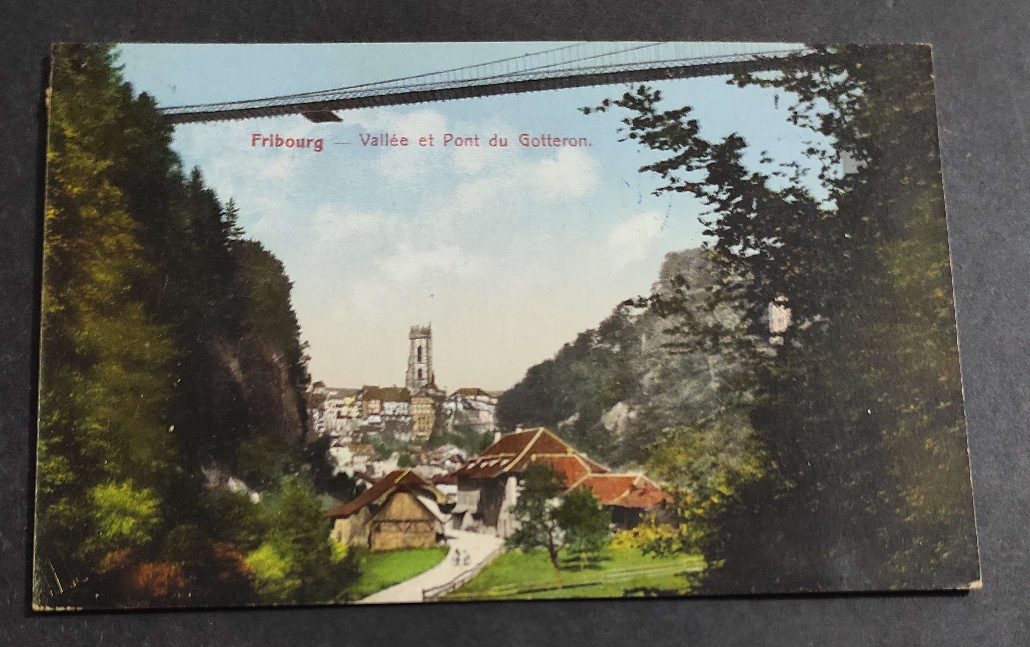 Cartolina Fribourg - Vellée et Pont du Gotteron