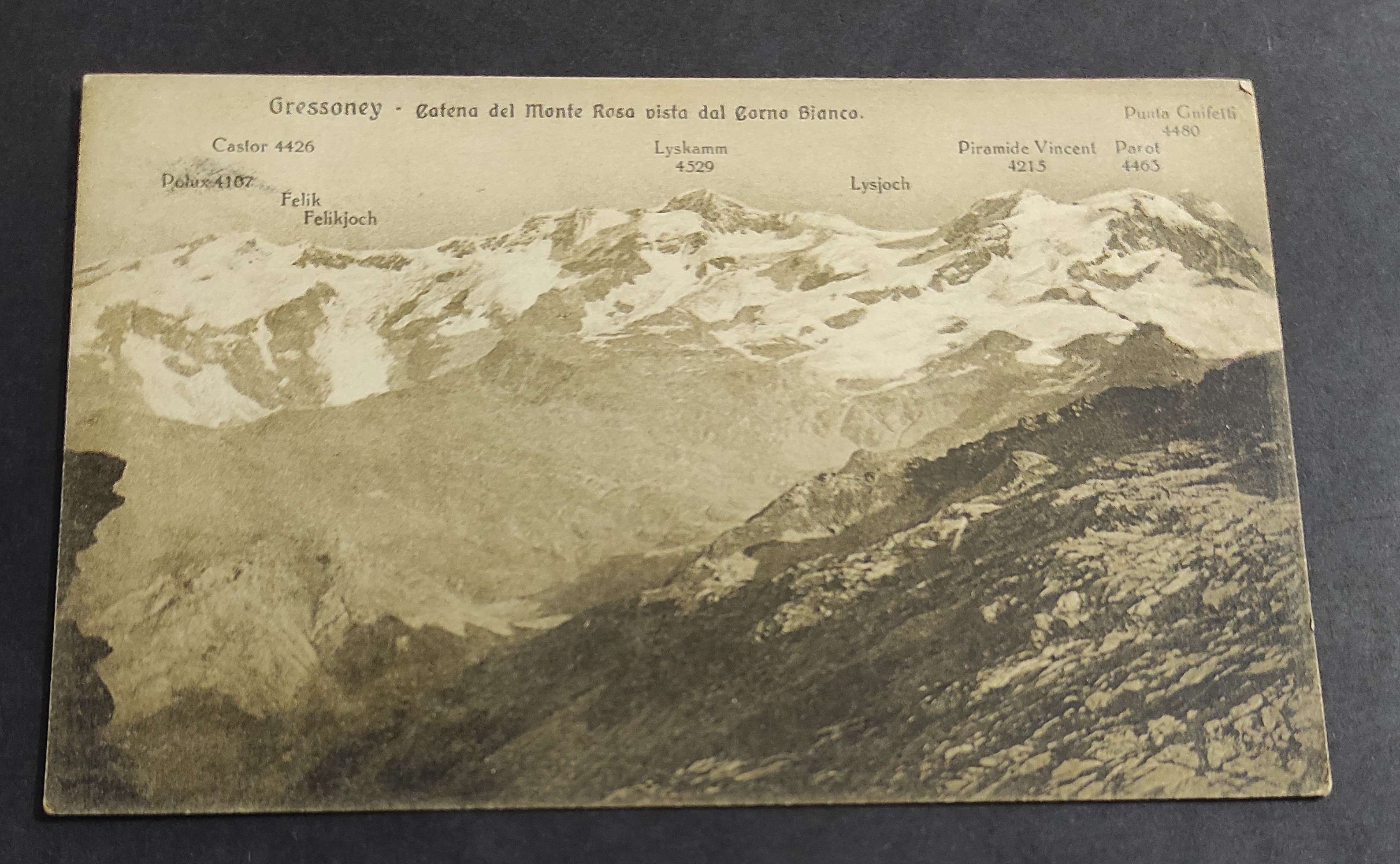 Cartolina Gressoney - Catena del Monte Rosa Vista dal Corno …