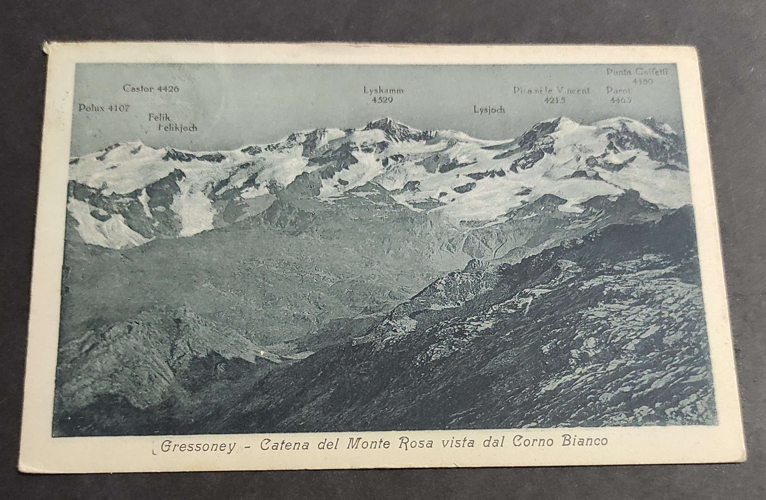 Cartolina Gressoney - Catena del Monte Rosa Vista dal Corno …