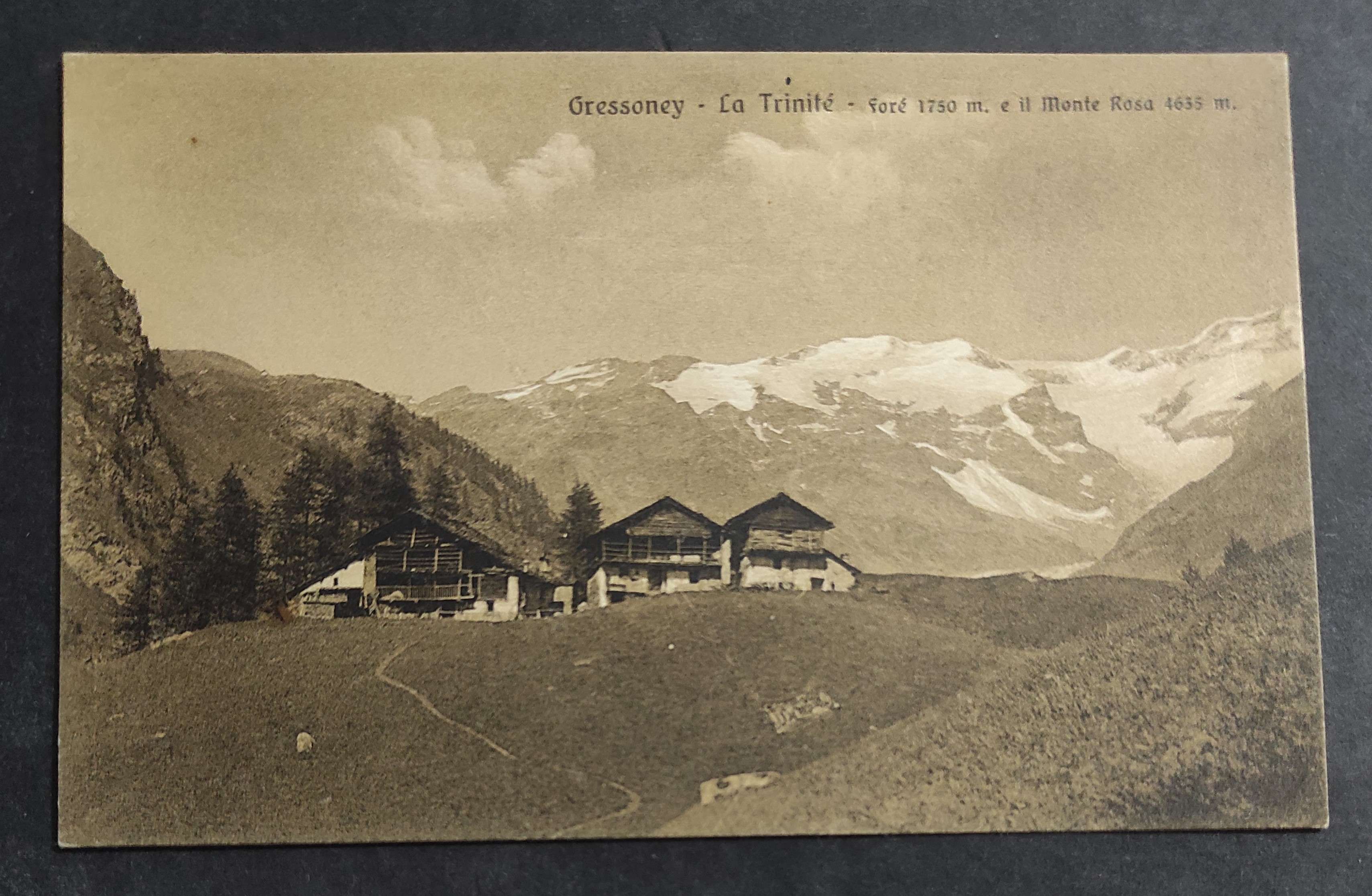 Cartolina Gressoney La Trinité - Foré e il Monte Rosa