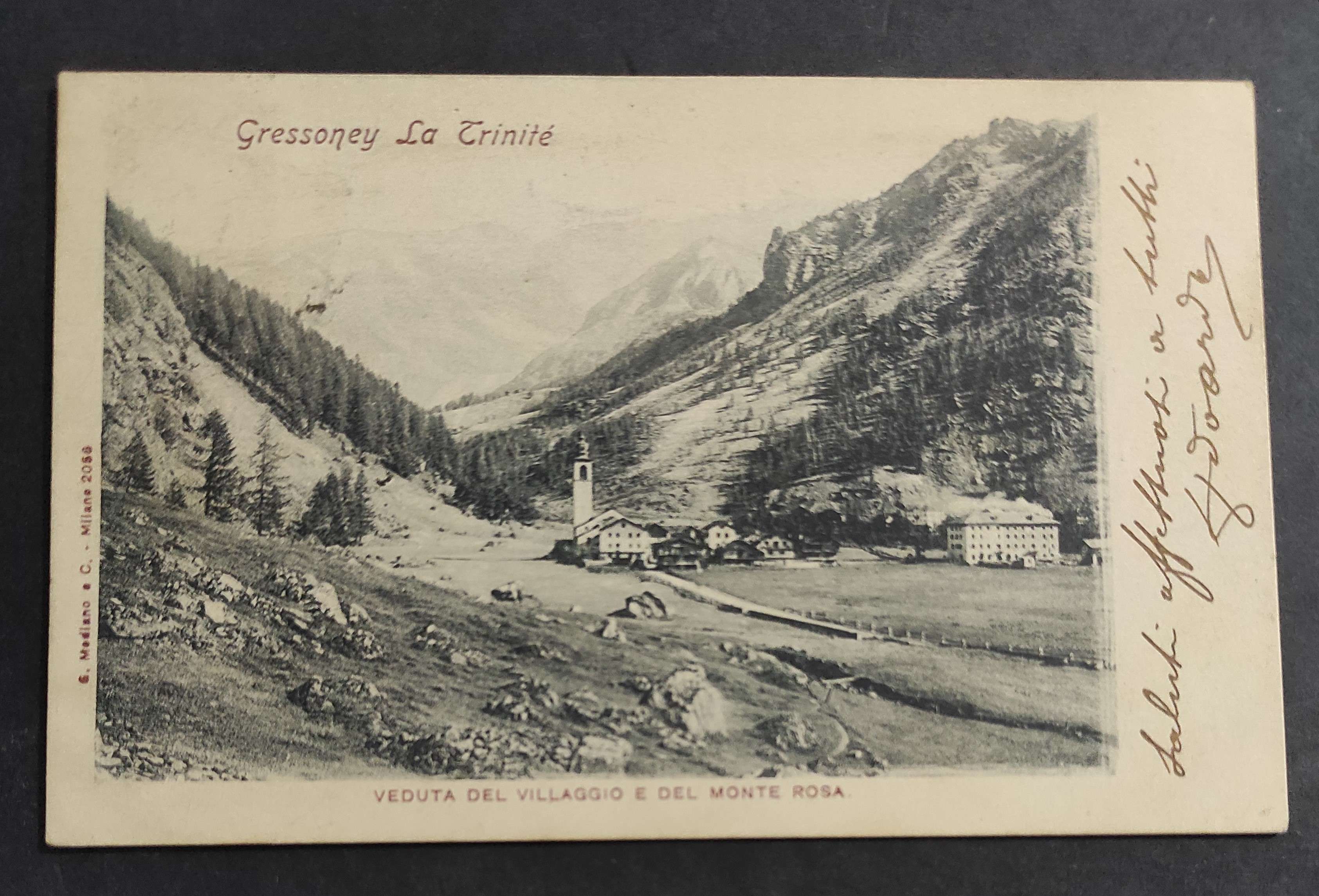 Cartolina Gressoney La Trinité - Veduta del Villaggio e del …