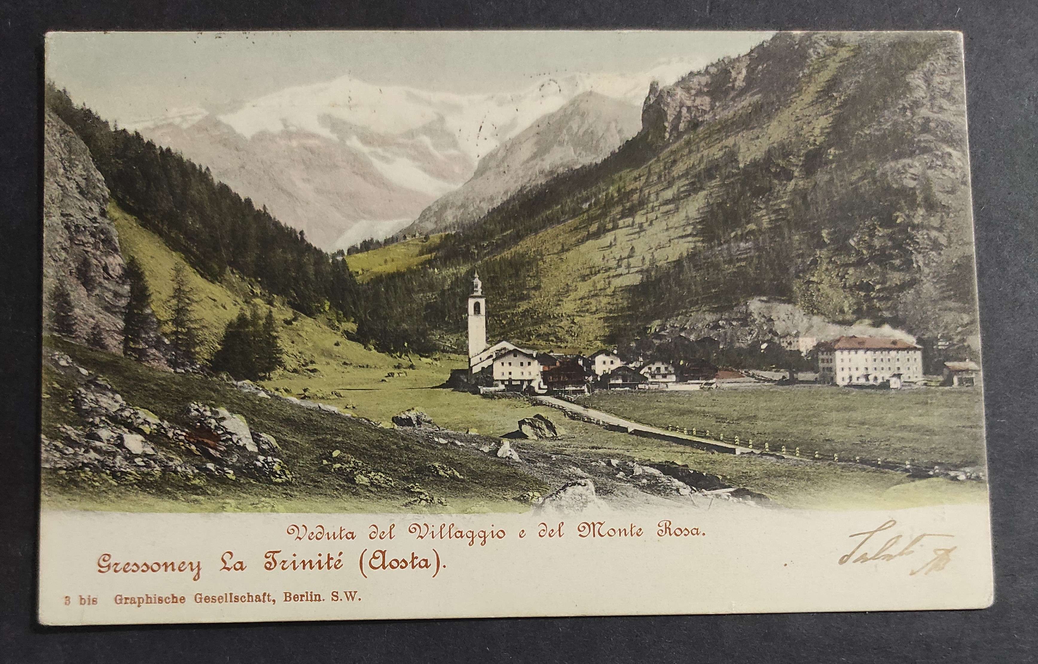 Cartolina Gressoney La Trinité (Aosta) - Veduta del Villaggio e …
