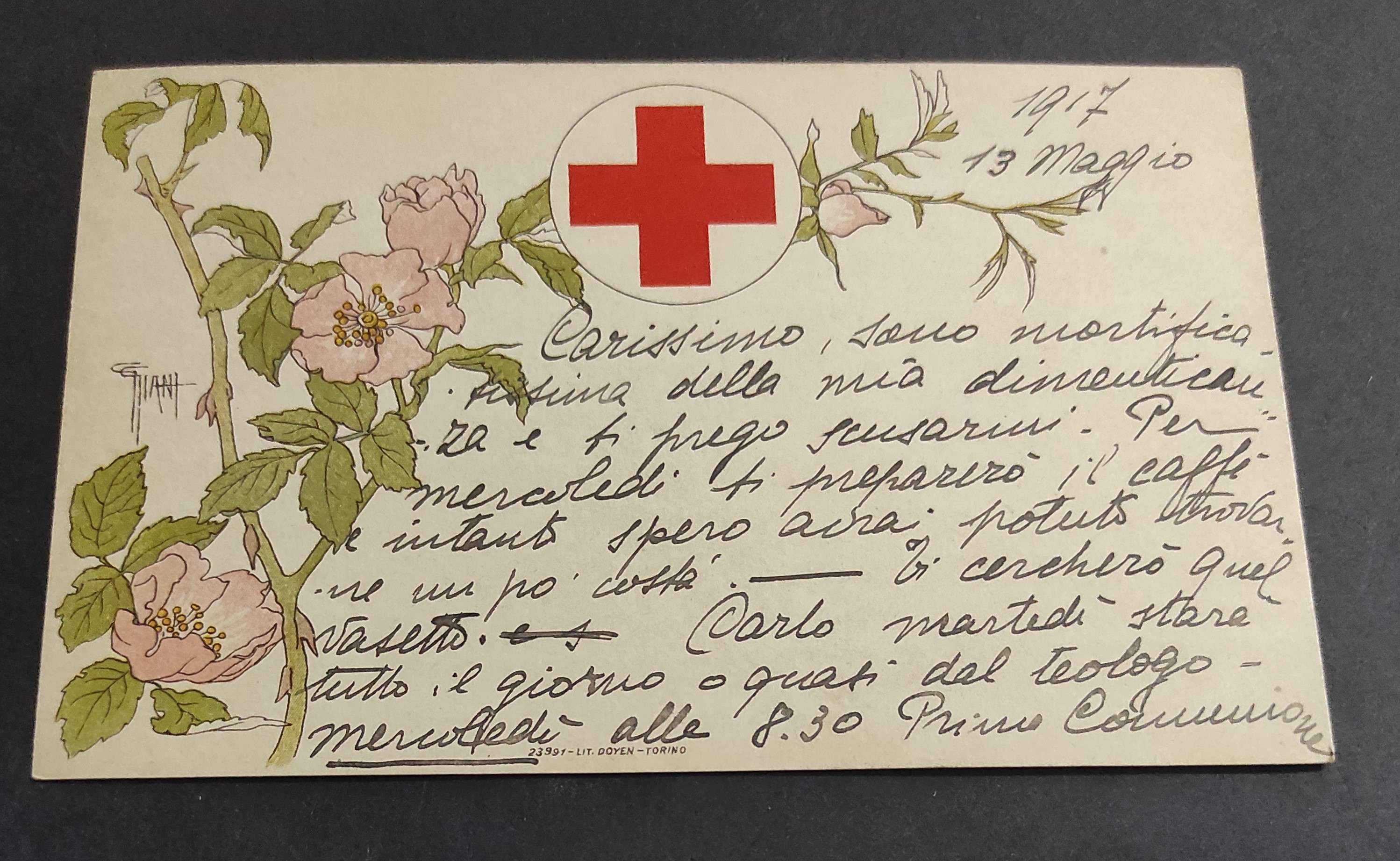Cartolina Illustratore Giani Croce Rossa Italiana - Commissione di Propaganda
