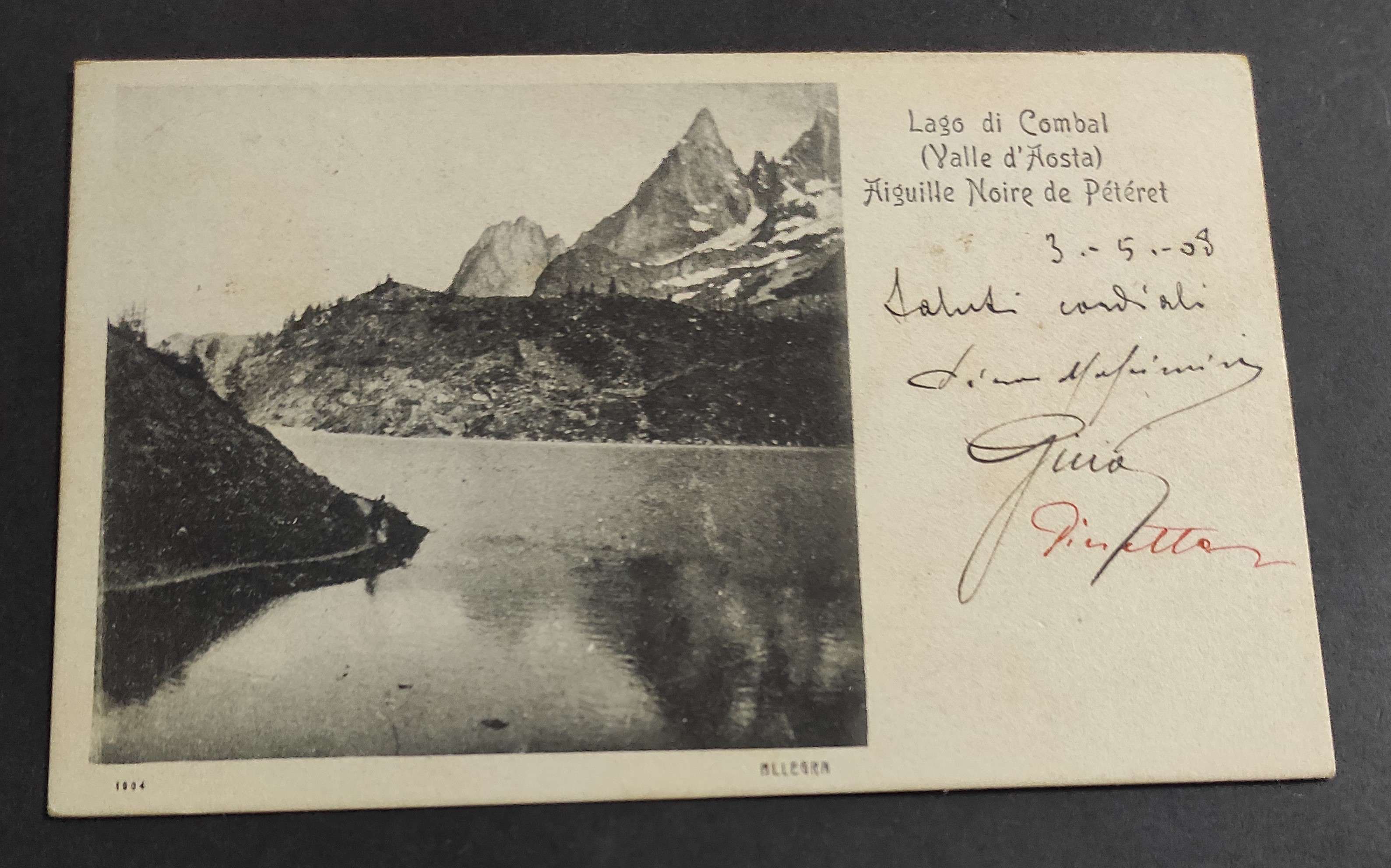 Cartolina Lago di Combal (valle d'Aosta) - Aiguille Noire de …
