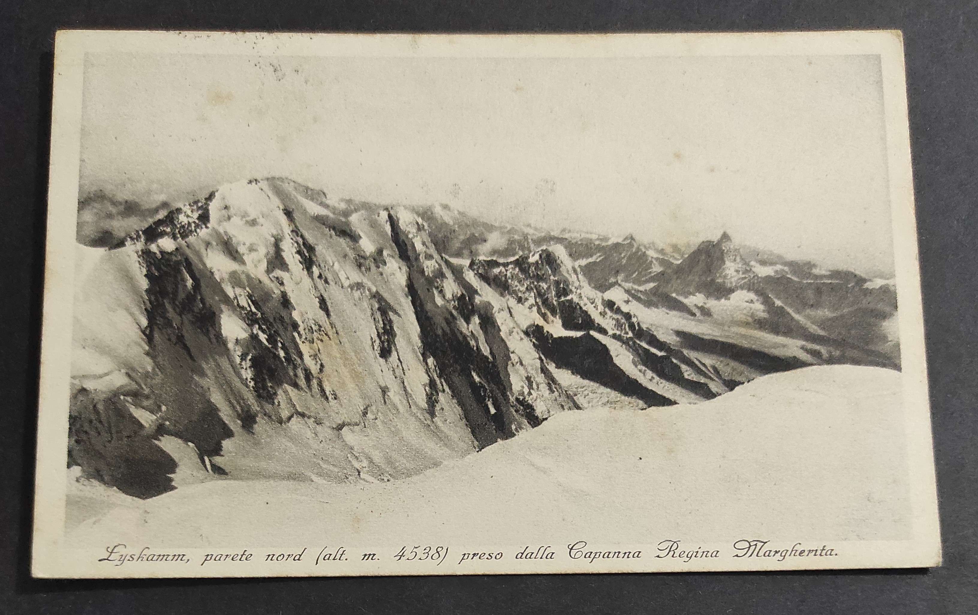 Cartolina Lyskamm - Parete Nord Preso dalla Capanna Regina Martgherita