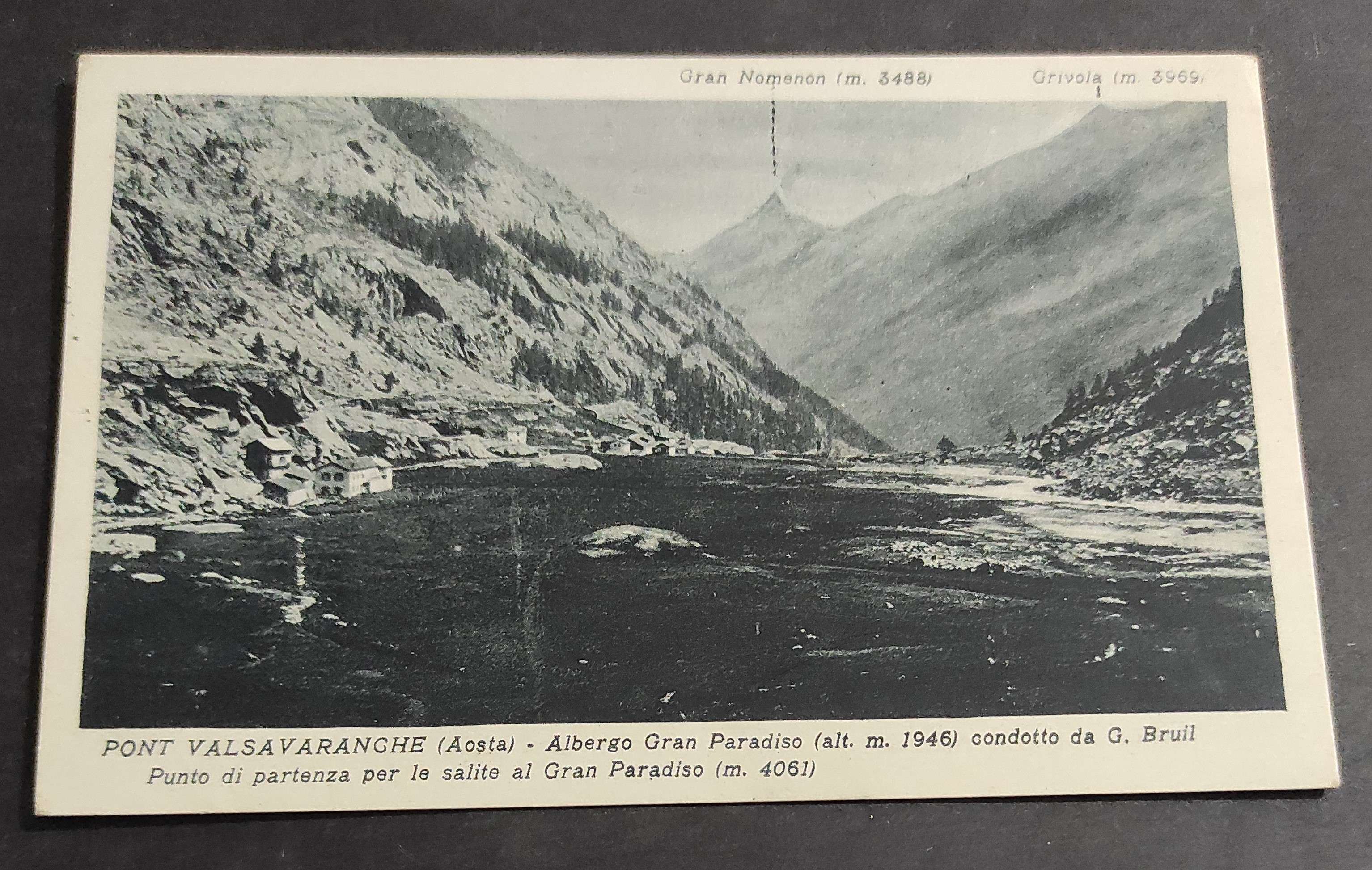 Cartolina Pont Valsavaranche (Aosta) - Albergo Gran Paradiso