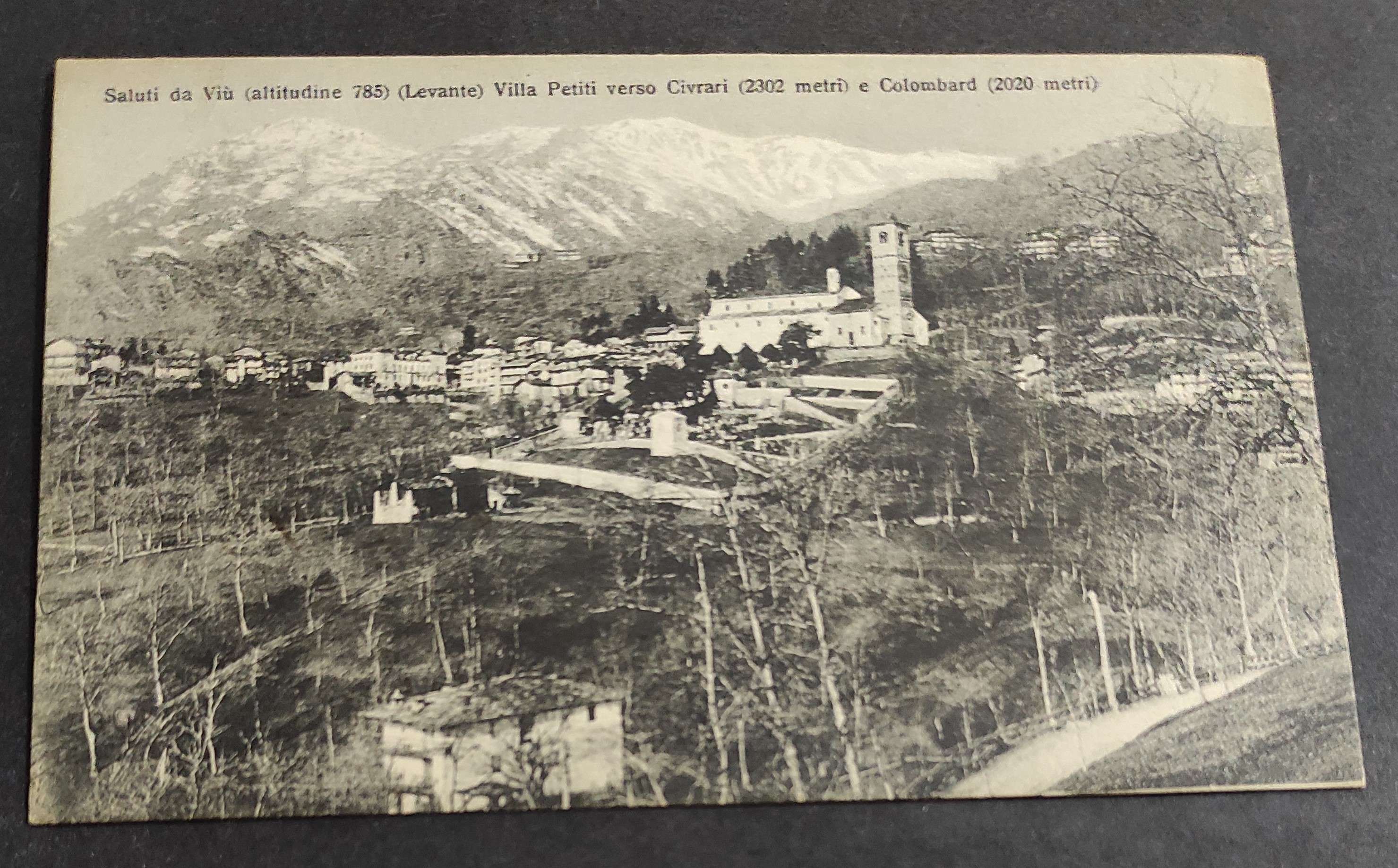 Cartolina Saluti da Viù - Villa Petiti Verso Civrari e …