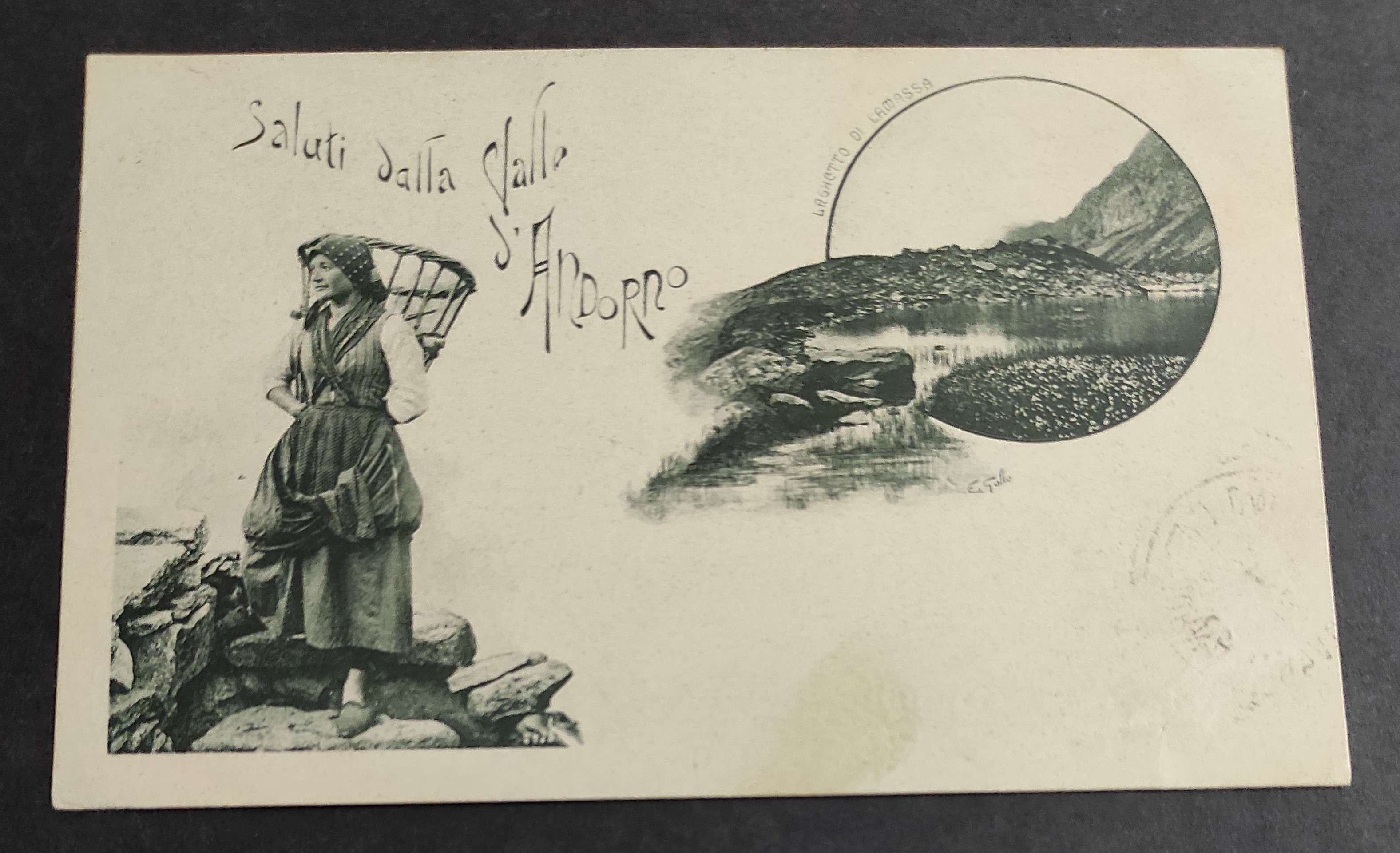 Cartolina Saluti dalla Valle d'Andorno