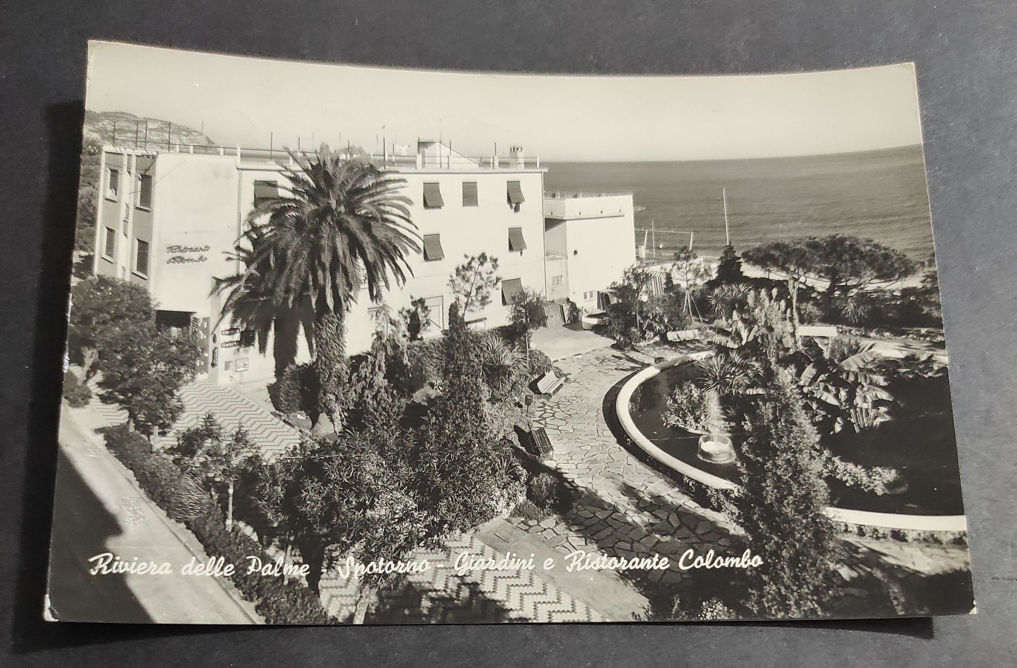 Cartolina Spotorno (Riviera della Palme) - Giardini e Ristorante Colombo