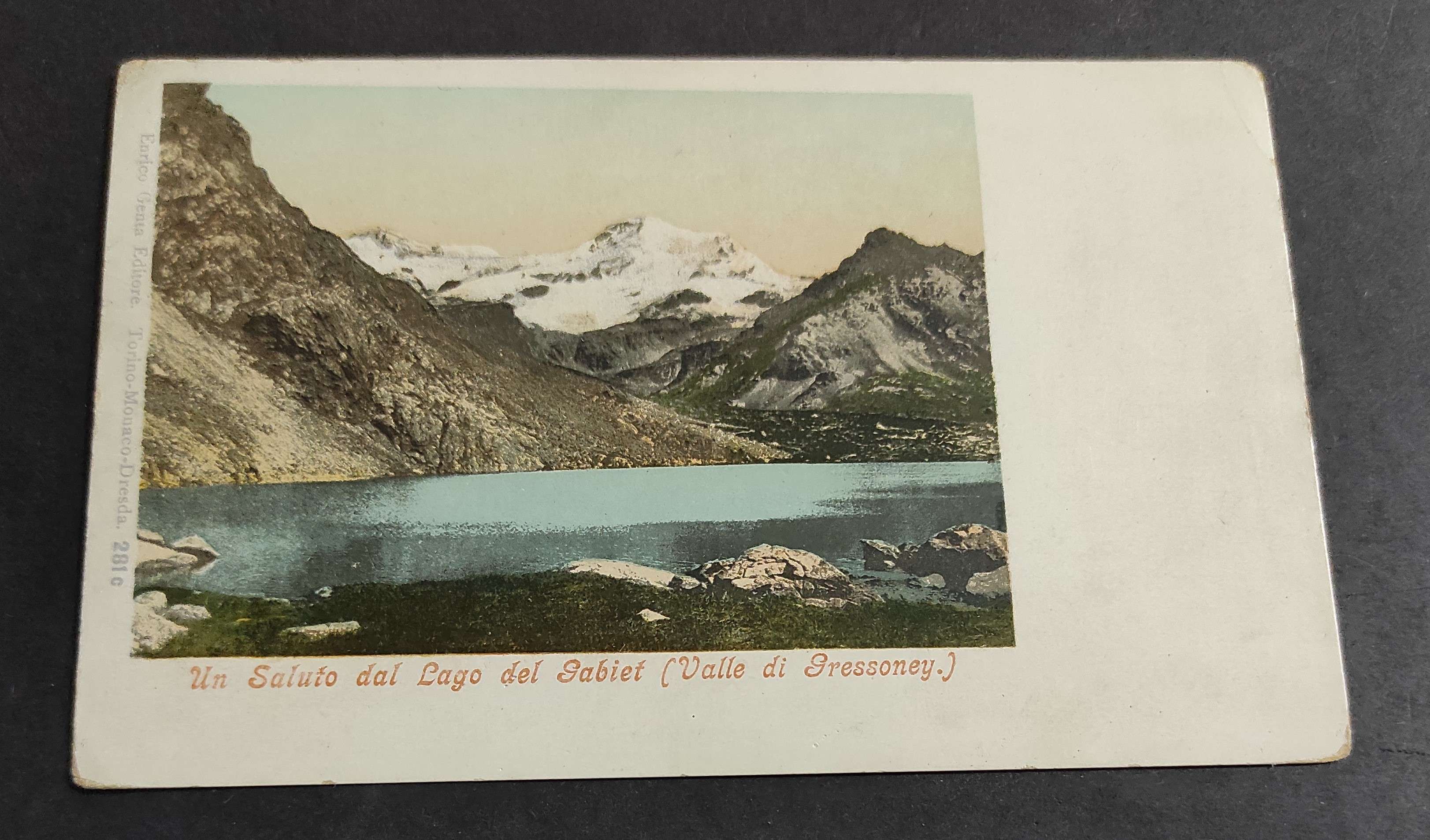 Cartolina Un Saluto dal Lago di Gabiet (Valle di Gressoney)
