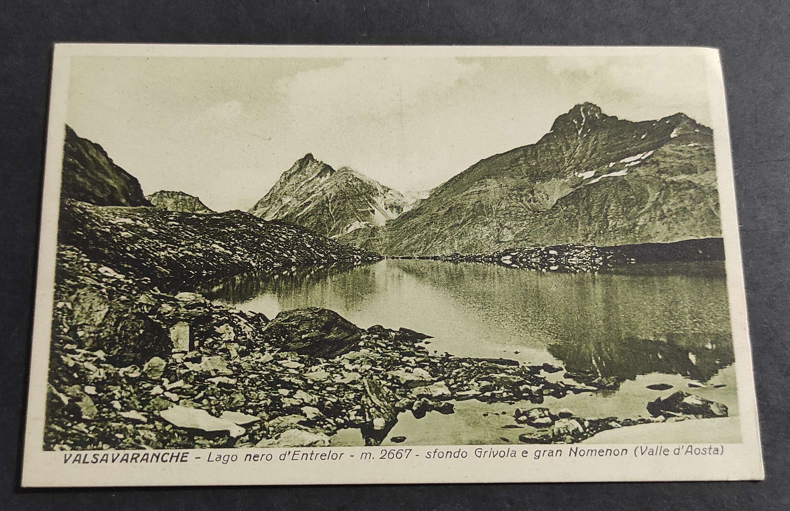 Cartolina Valsavaranche (Valle d'Aosta) - Lago Nero d'Entrelor - Sfondo …