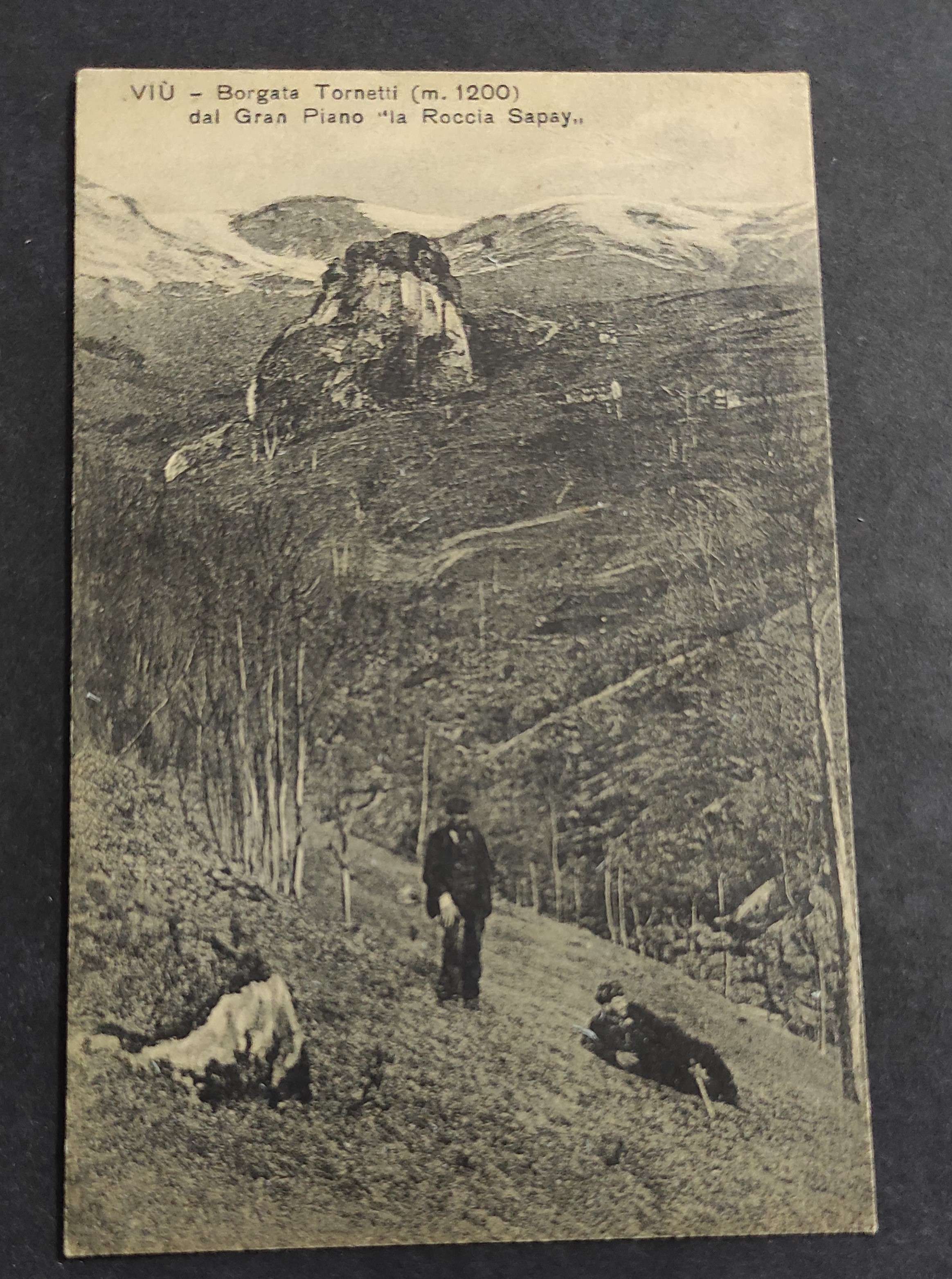 Cartolina Viù - Borgata Tornetti Dal Gran Piano "La Roccia …