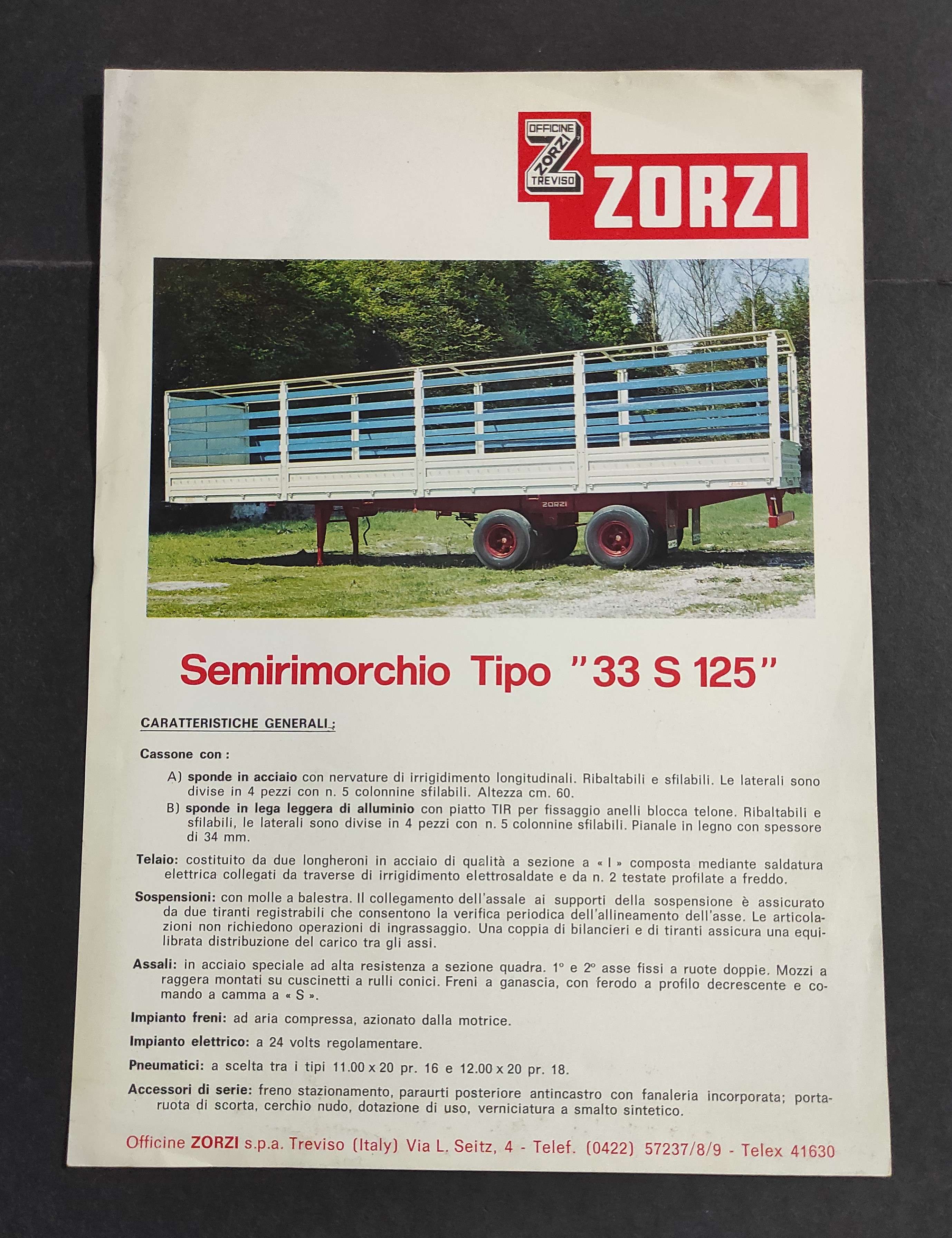 Depliant Camion - Zorzi - Semirimorchio Tipo "33 S 125"