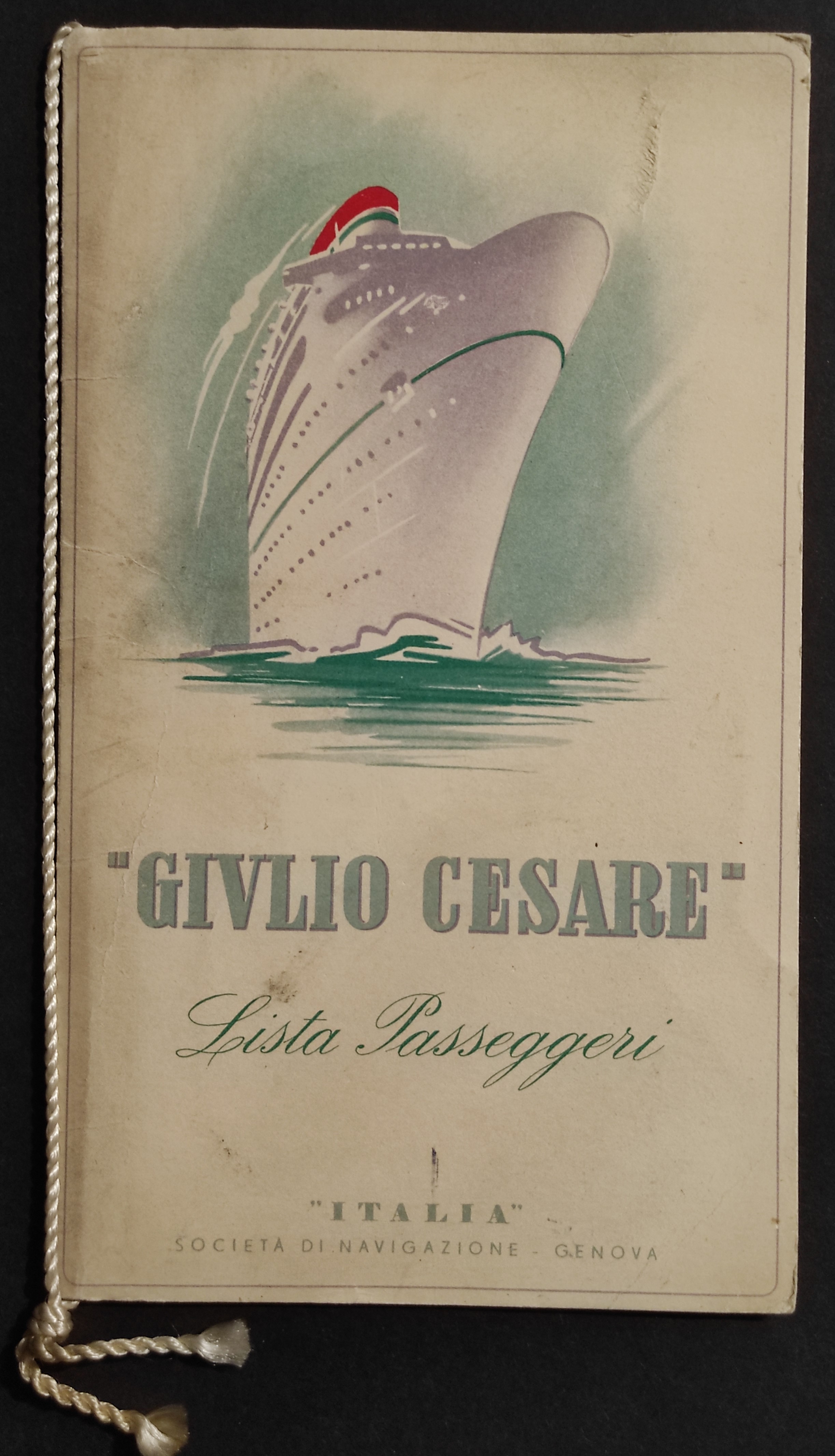 Motonave Giulio Cesare "Italia" - Viaggio n. 43 - Lista …