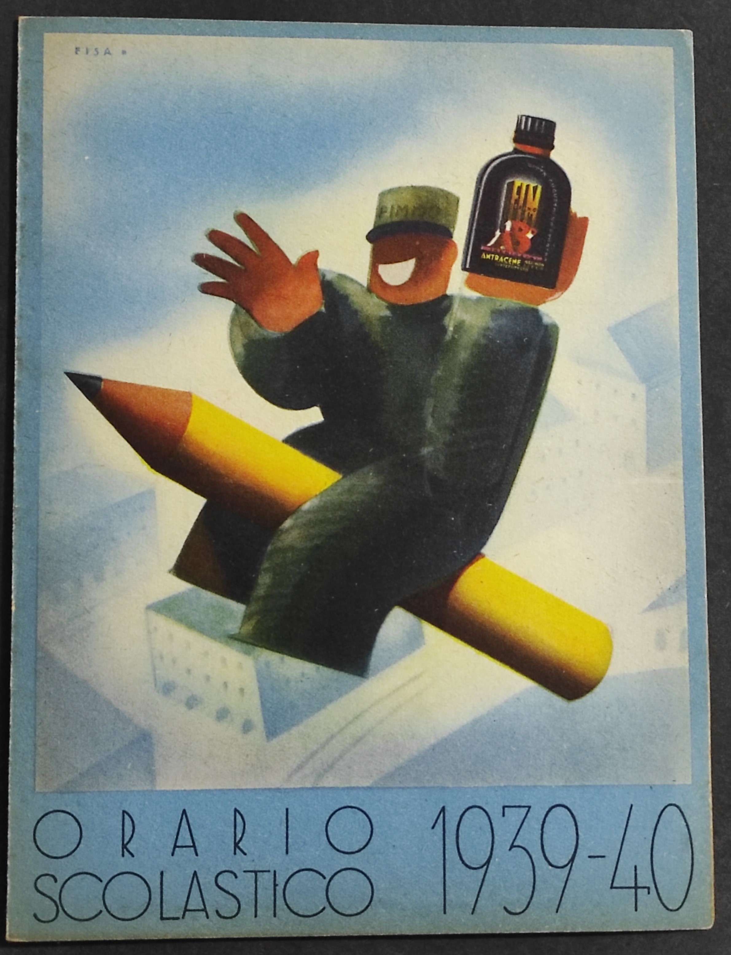 Orario Scolastico 1939-40 - FIM TORINO Fabbrica Inchiostro Matite
