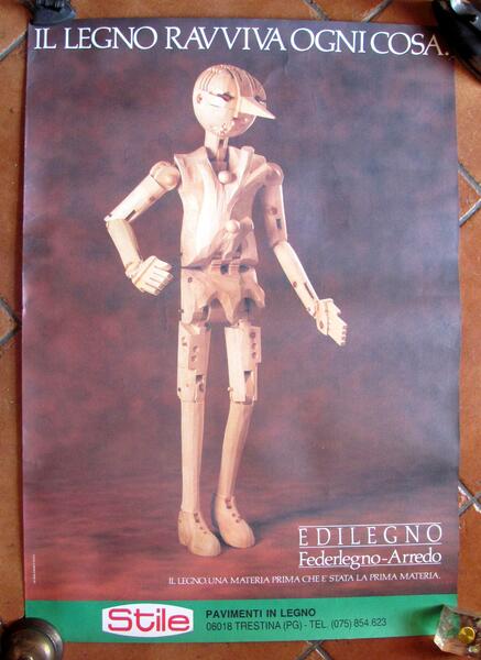 Manifesto Pubblicitario PINOCCHIO EDILEGNO - Il Legno ravviva ogni cosa …
