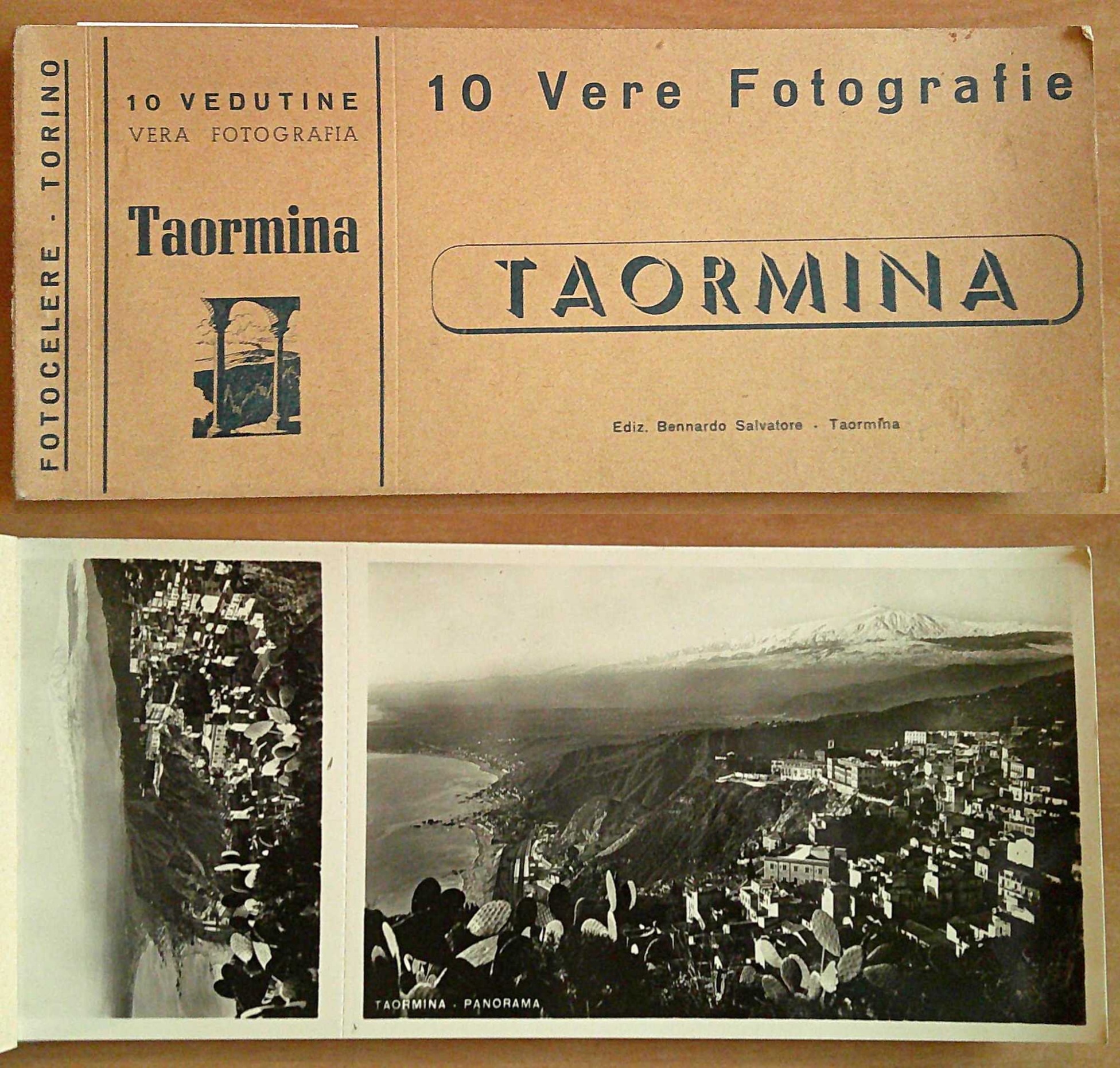 Album Fotografico Fotocelere 10 Vedutine con Cartoline TAORMINA, anni '30
