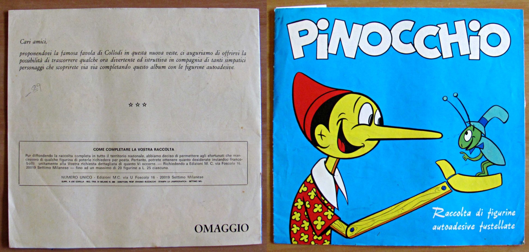 Album PINOCCHIO Raccolta di Figurine autoadesive Fustellate, 1975 (-29)