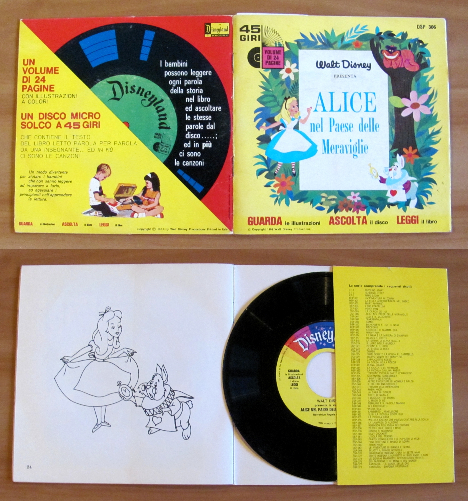 ALICE NEL PAESE DELLE MERAVIGLIE, 1969 con Disco 45"