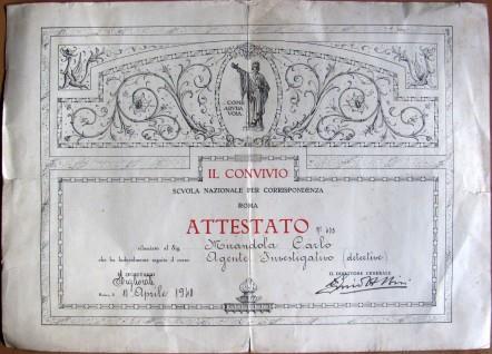 Attestato Di Agente Investigativo (Detective). Il Convivio. Scuola Nazionale Per …