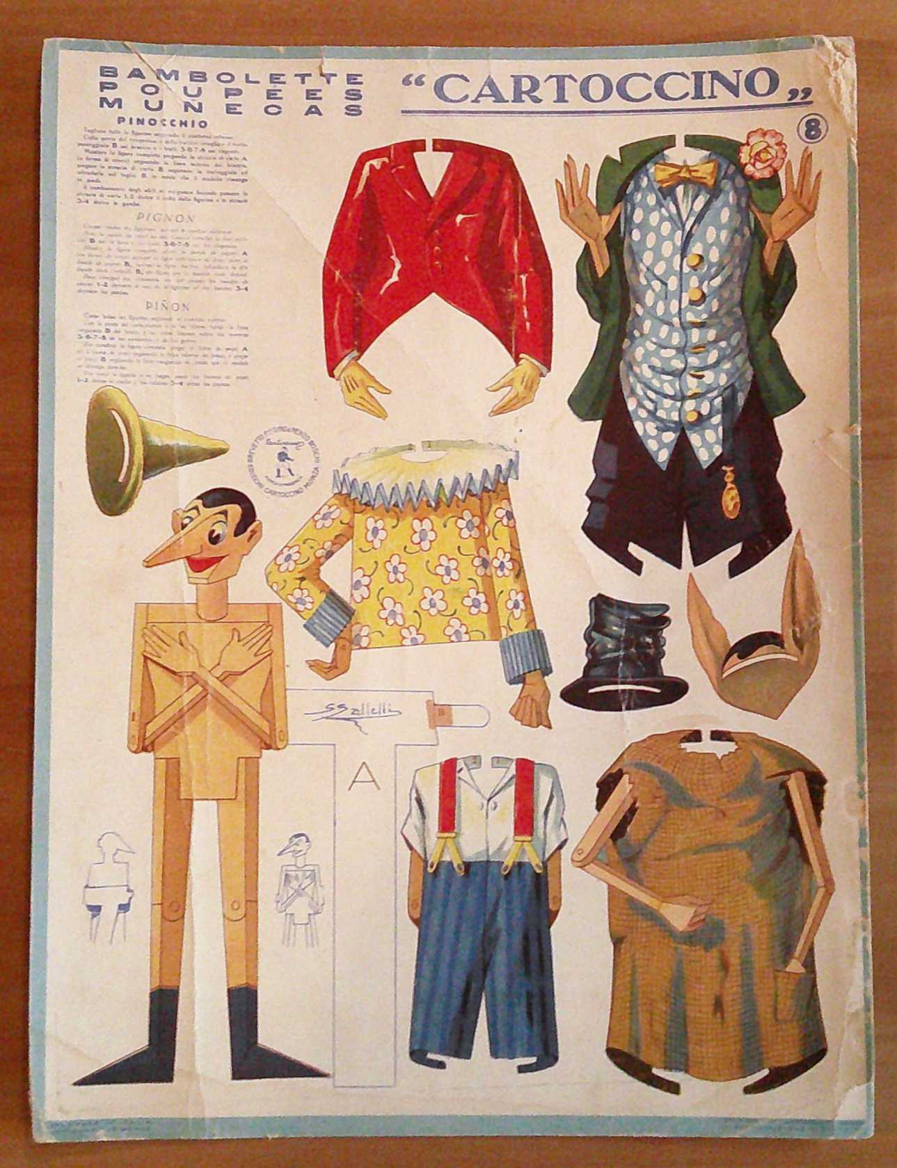 Bambolette Cartoccino Tavola 8 - PINOCCHIO con abiti da ritagliare …