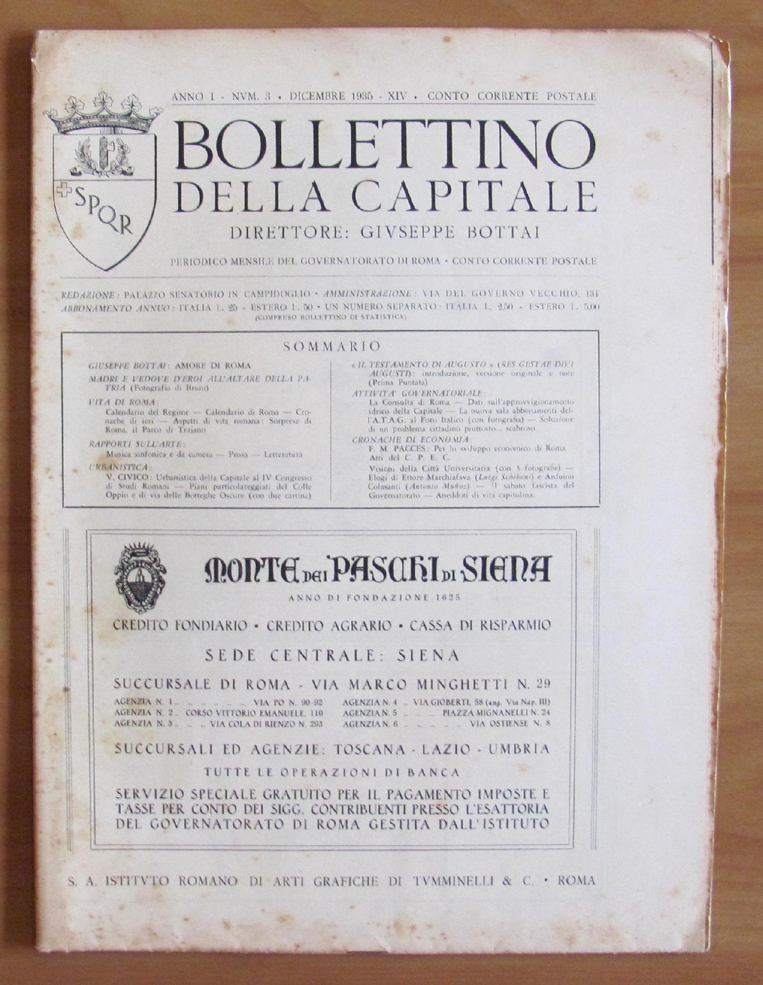 BOLLETTINO della CAPITALE - Anno I N.3 1935 - Direttore …